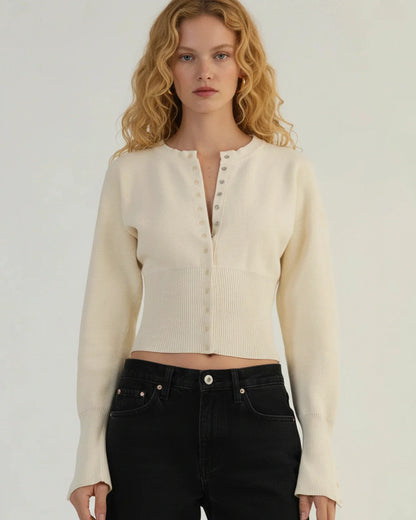 Cardigan court à manches longues pour femme