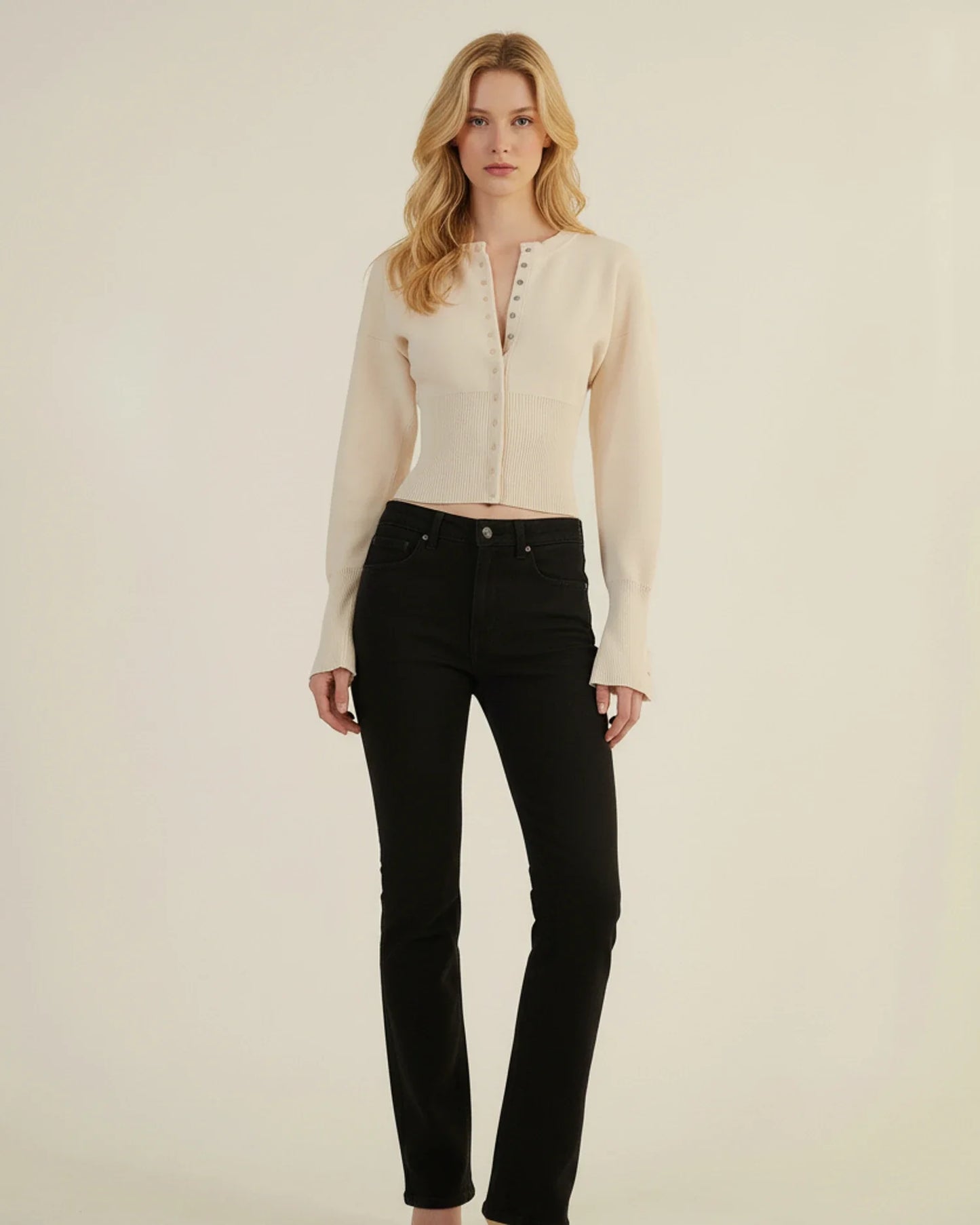 Cardigan court à manches longues pour femme