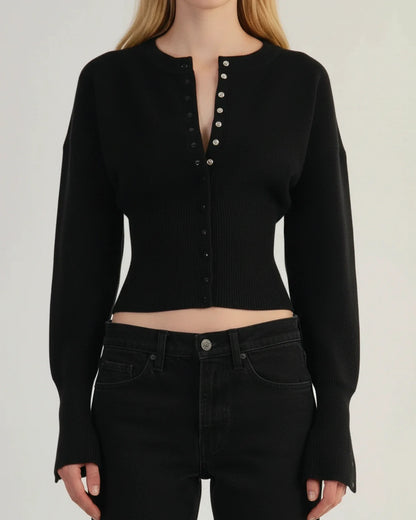 Cardigan court à manches longues pour femme