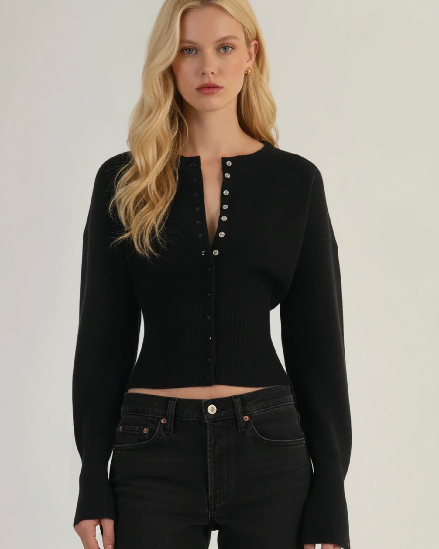 Cardigan court à manches longues pour femme