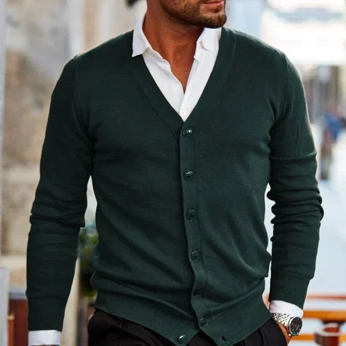 Cardigan homme à col en V boutonné