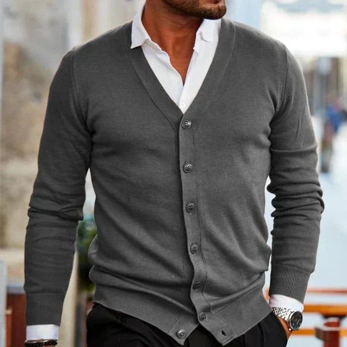 Cardigan homme à col en V boutonné