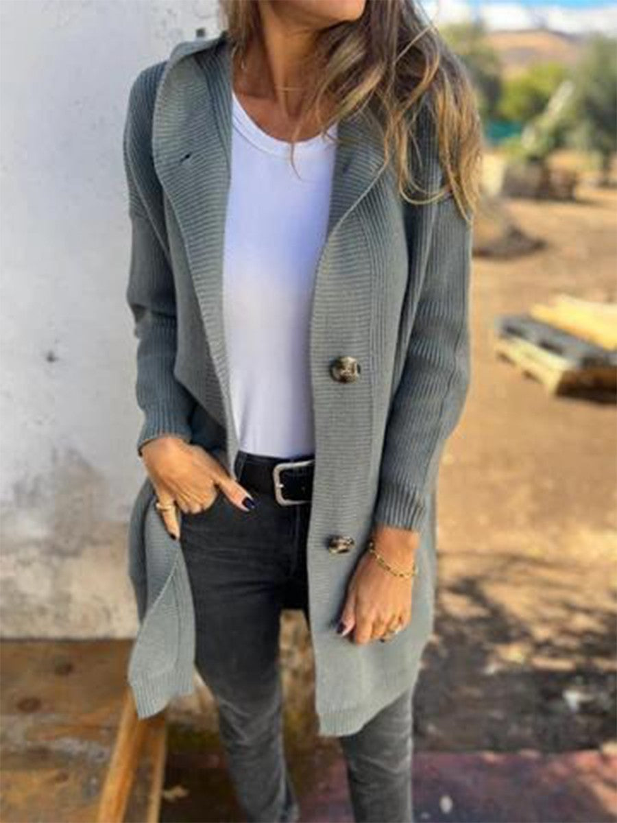 Cardigan long à capuche femme