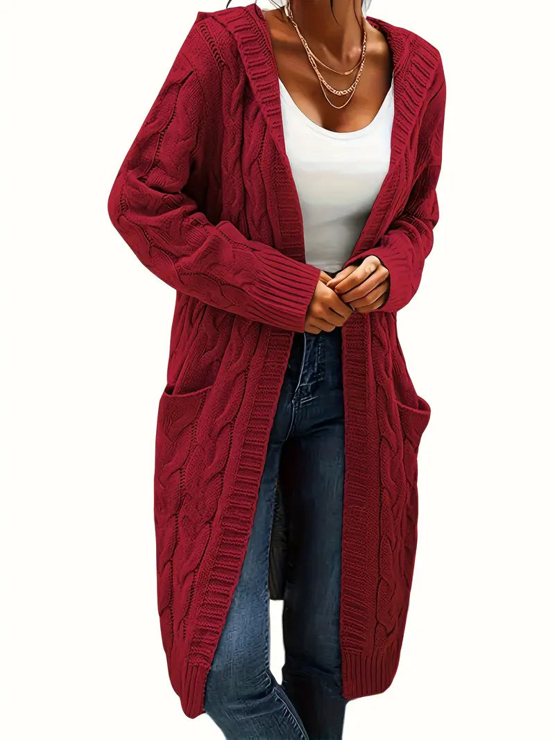 Cardigan long à capuche pour femme