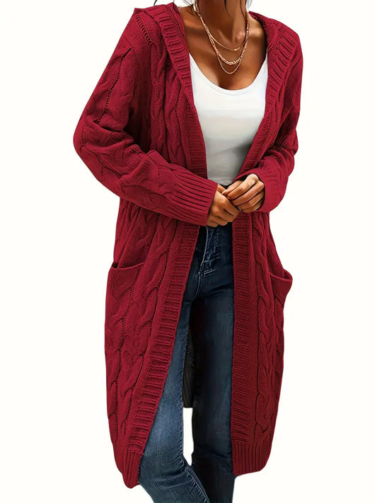 Cardigan long à capuche pour femme