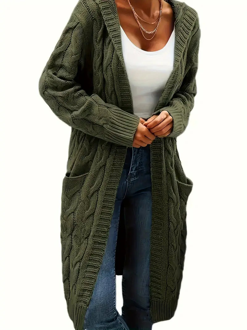 Cardigan long à capuche pour femme