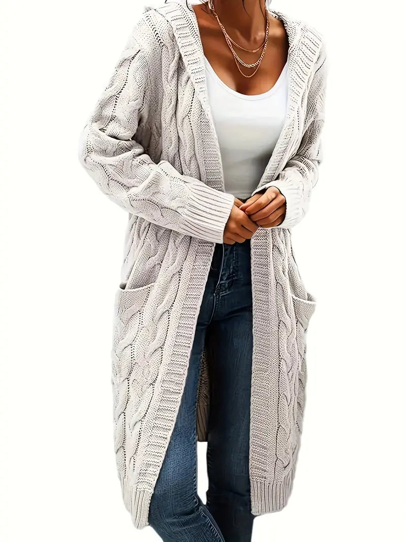 Cardigan long à capuche pour femme
