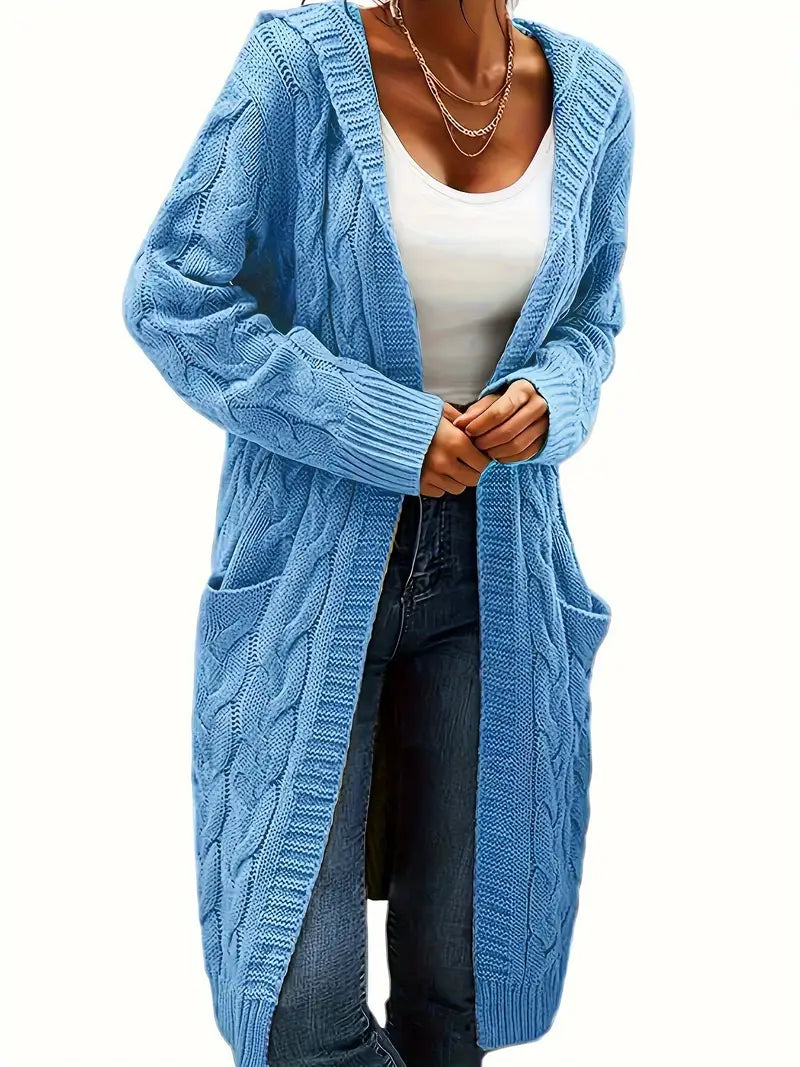 Cardigan long à capuche pour femme