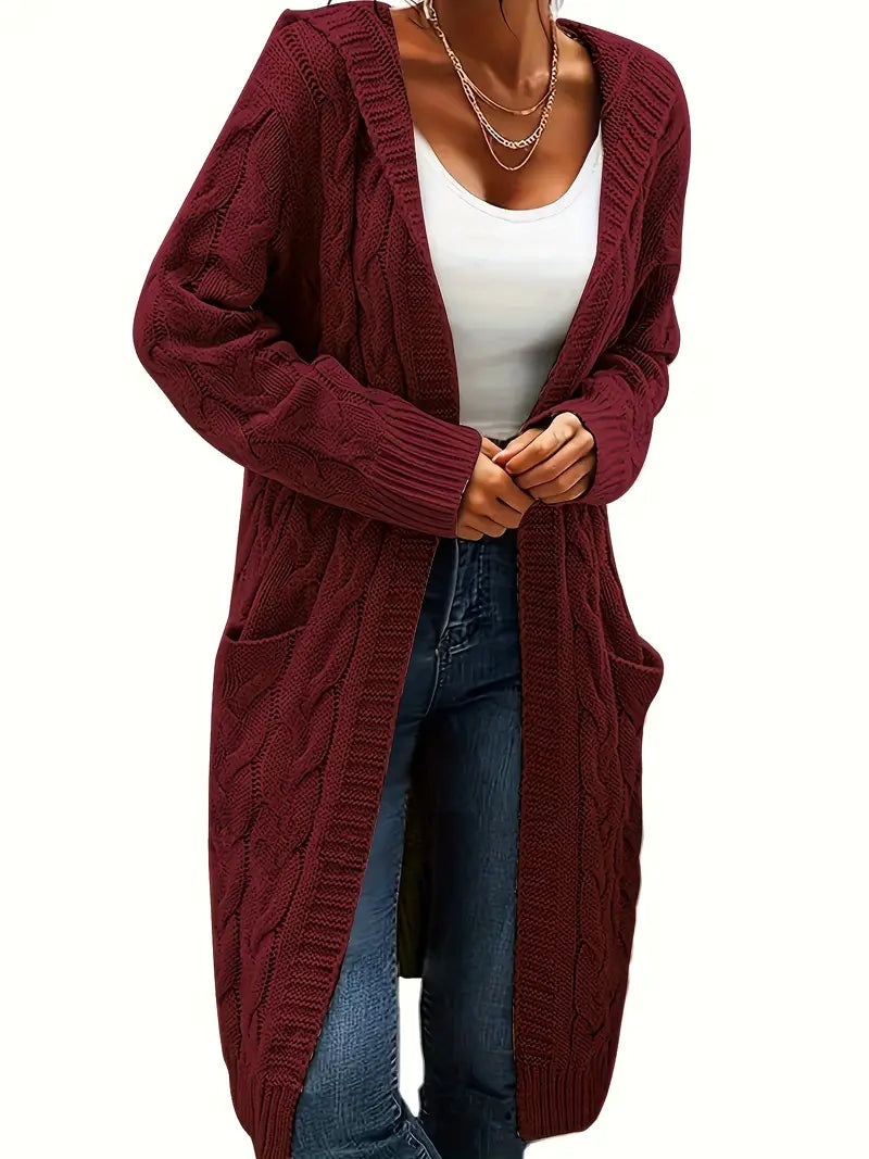 Cardigan long à capuche pour femme