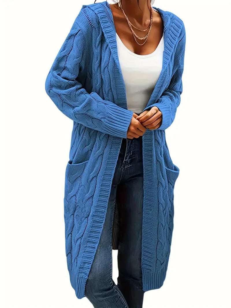 Cardigan long à capuche pour femme