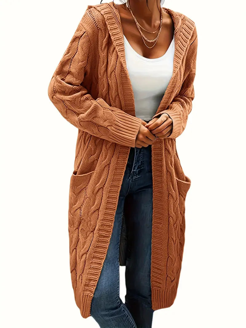 Cardigan long à capuche pour femme