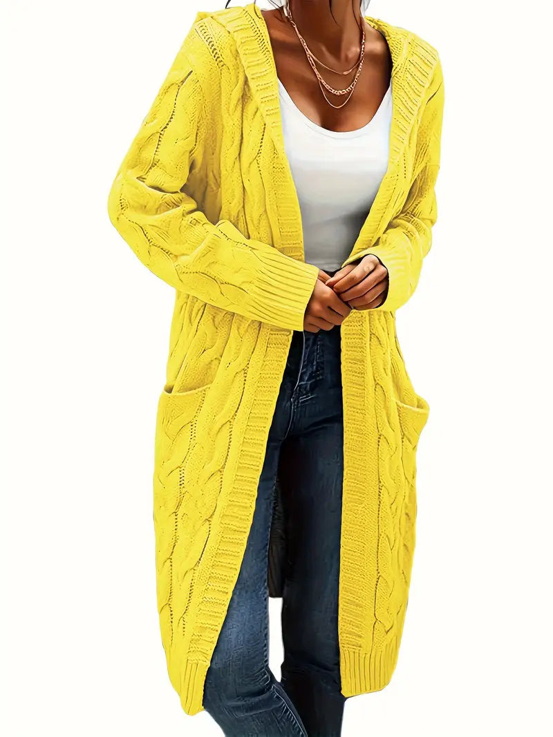 Cardigan long à capuche pour femme