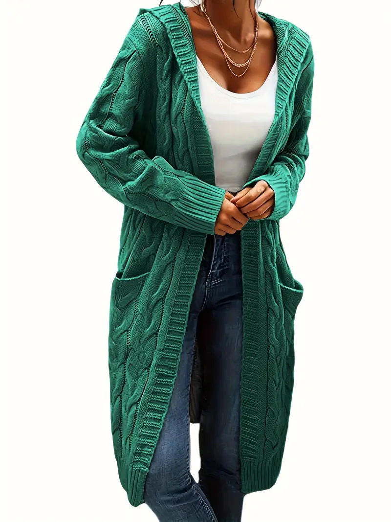 Cardigan long à capuche pour femme