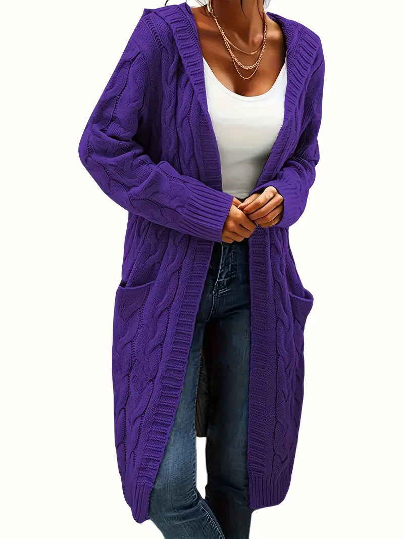 Cardigan long à capuche pour femme
