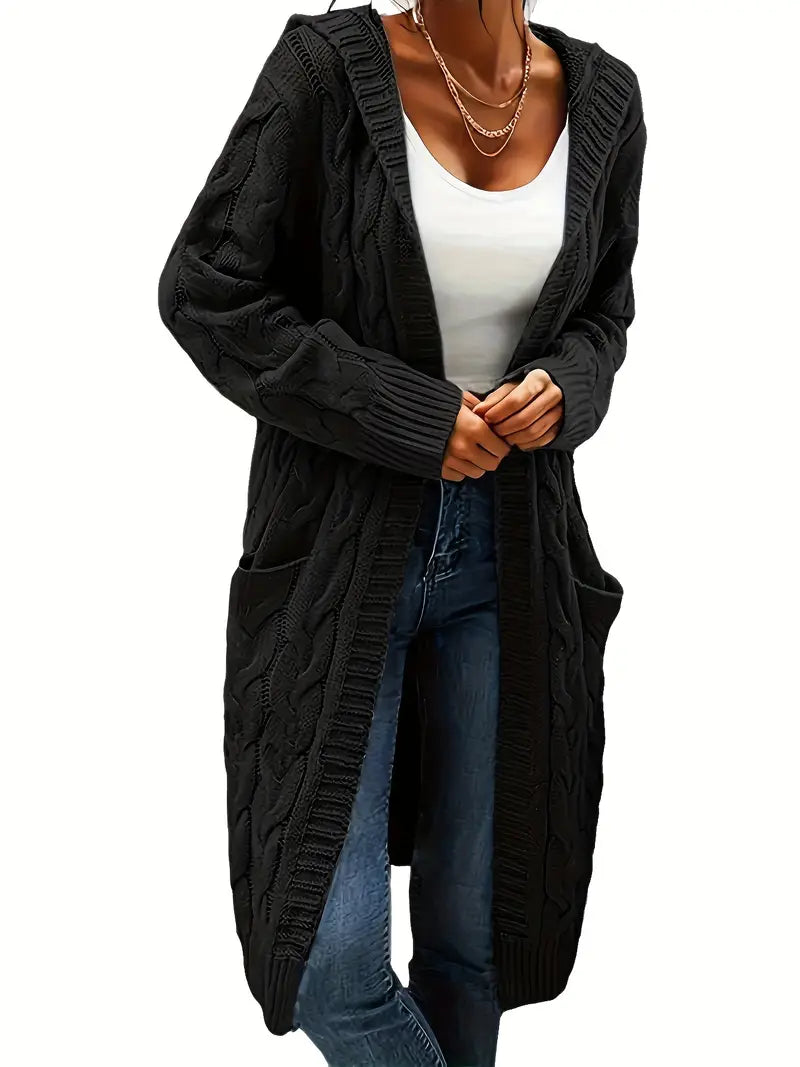 Cardigan long à capuche pour femme