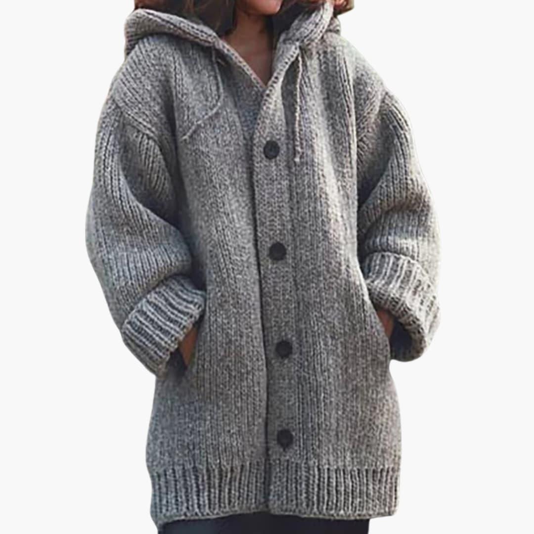 Cardigan long à capuche pour femme