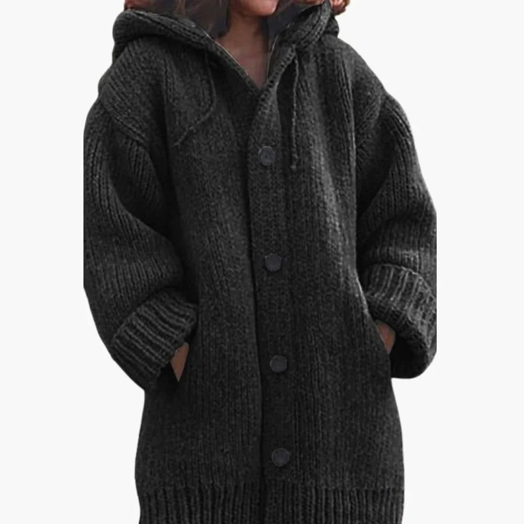 Cardigan long à capuche pour femme