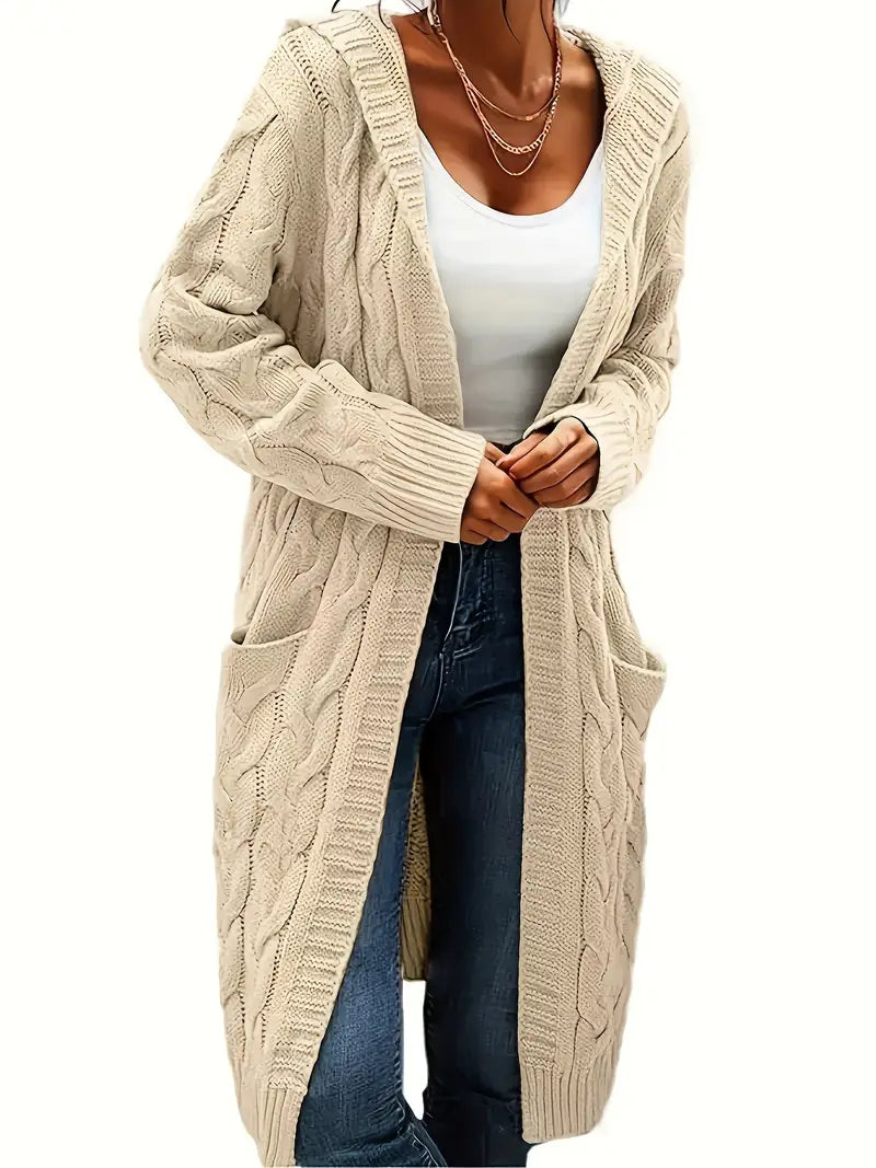 Cardigan long à capuche pour femme