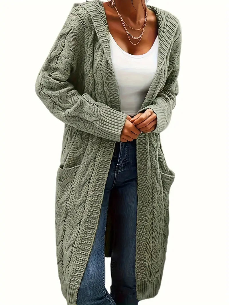 Cardigan long à capuche pour femme