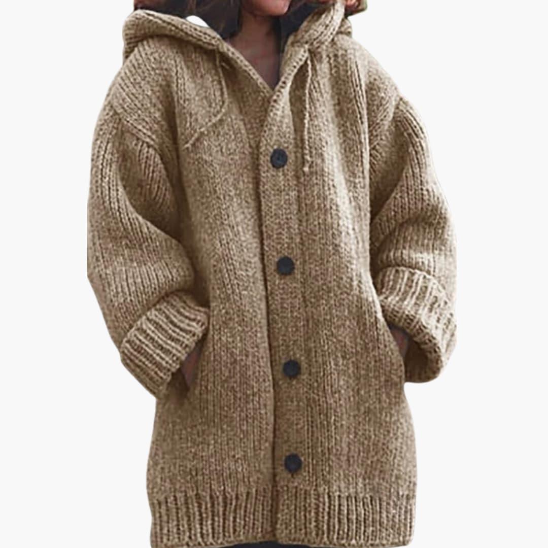Cardigan long à capuche pour femme