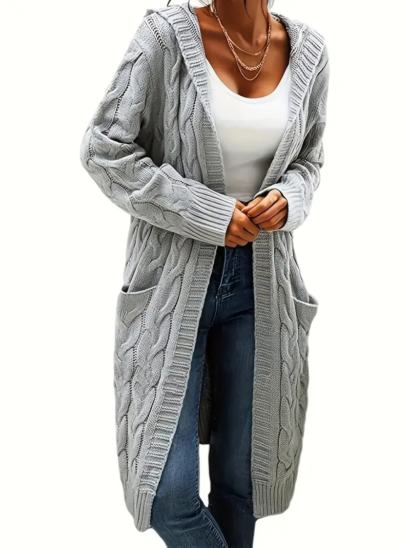 Cardigan long à capuche pour femme
