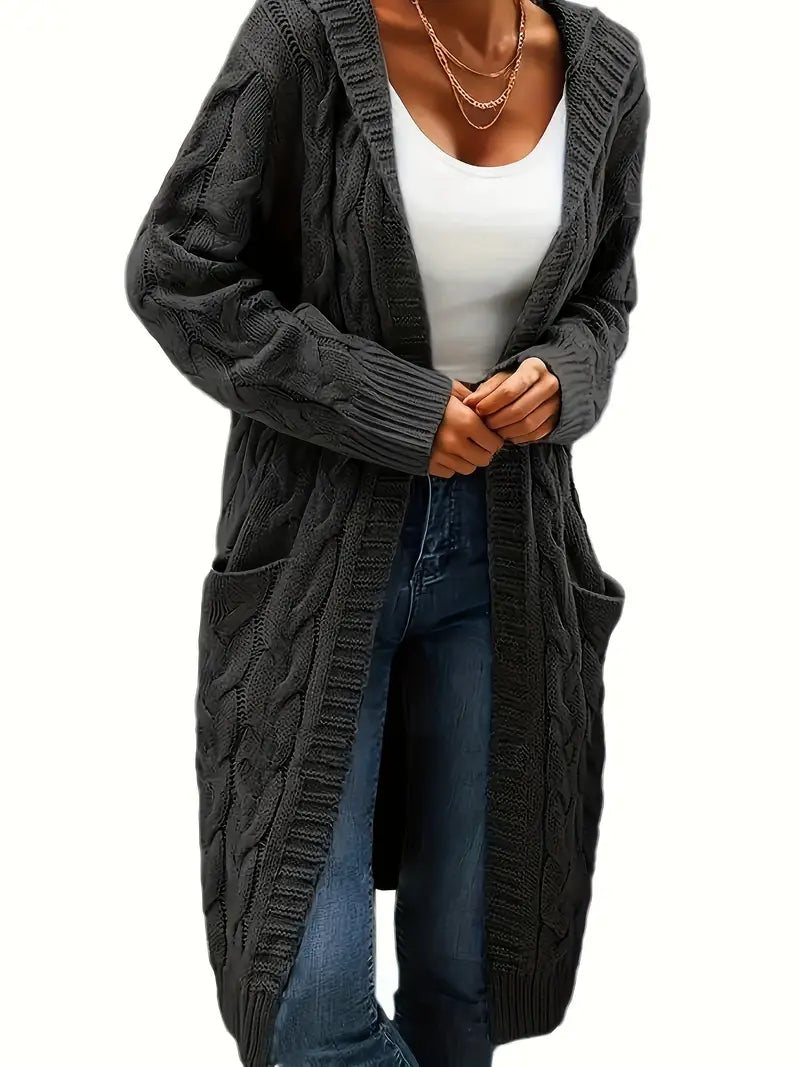Cardigan long à capuche pour femme