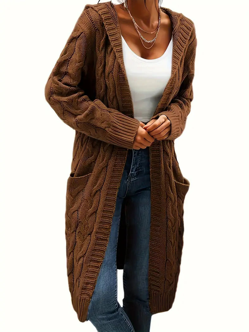 Cardigan long à capuche pour femme