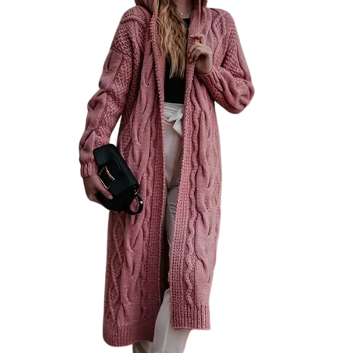 Cardigan long à capuche pour femme