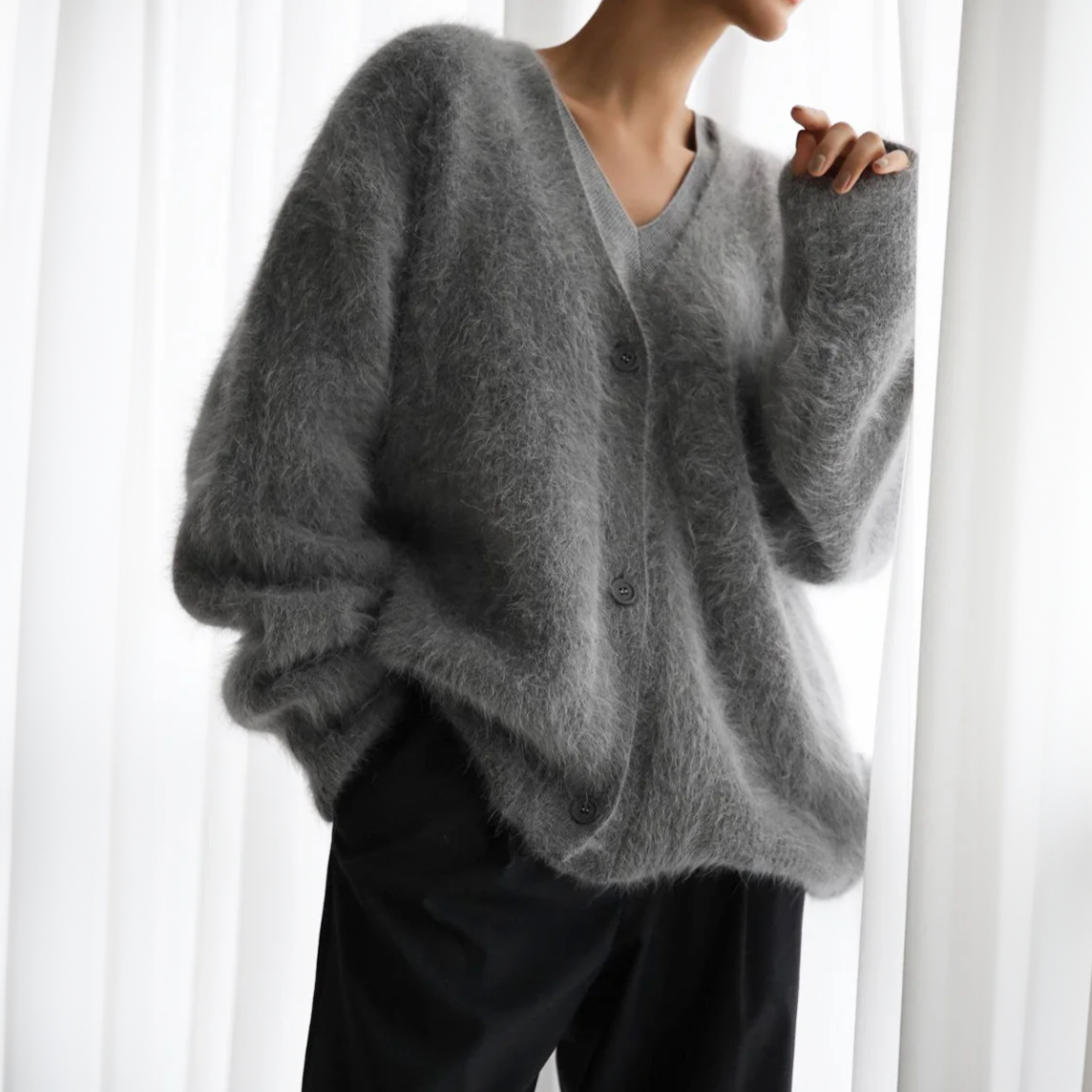 Cardigan oversize à boutons pour femme
