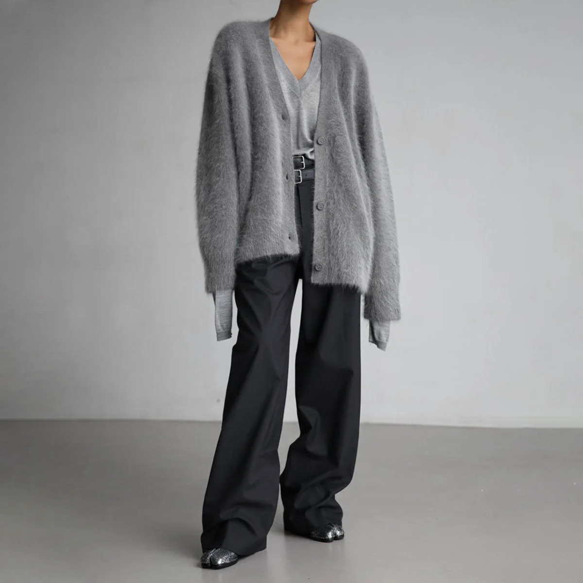 Cardigan oversize à boutons pour femme