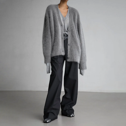 Cardigan oversize à boutons pour femme