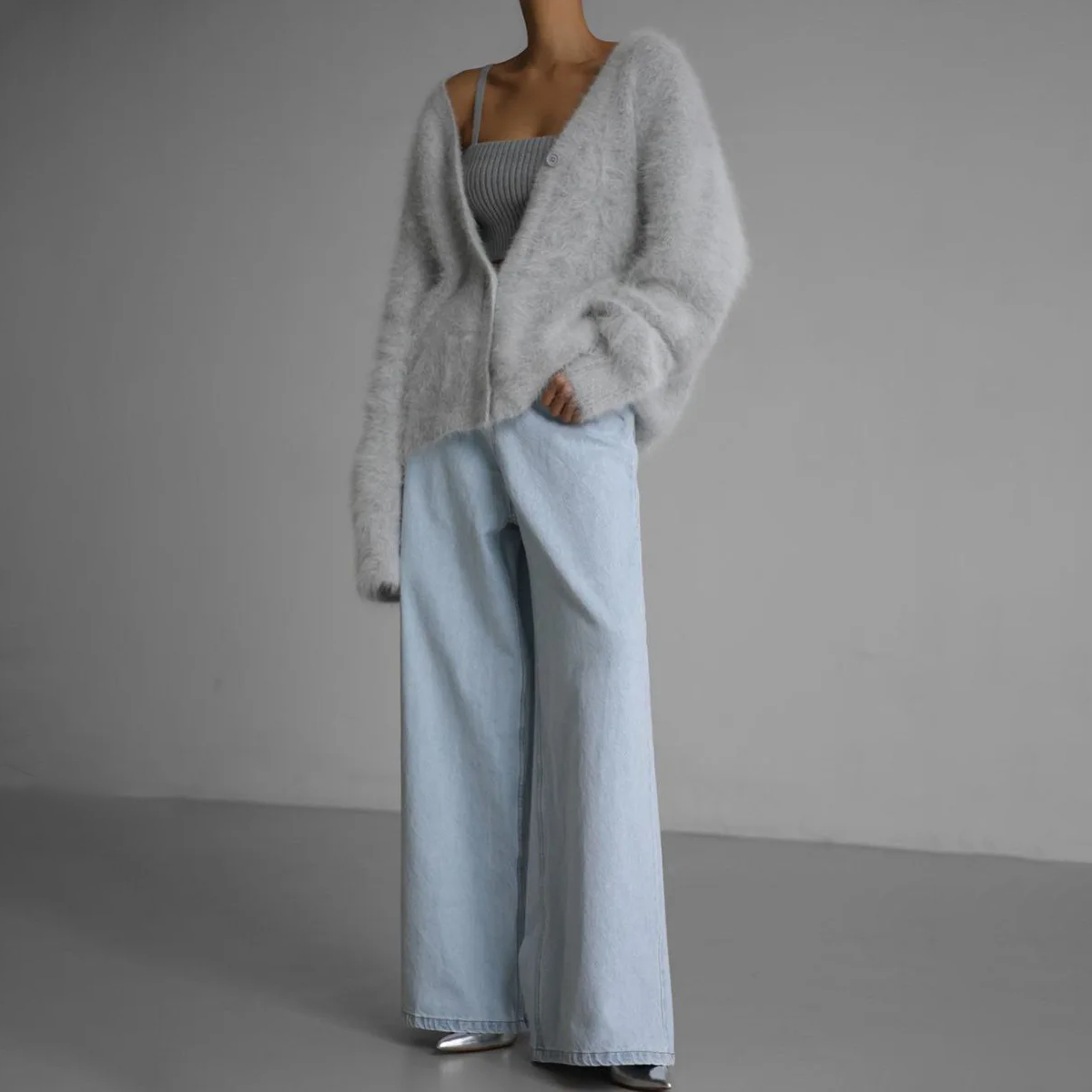Cardigan oversize à boutons pour femme