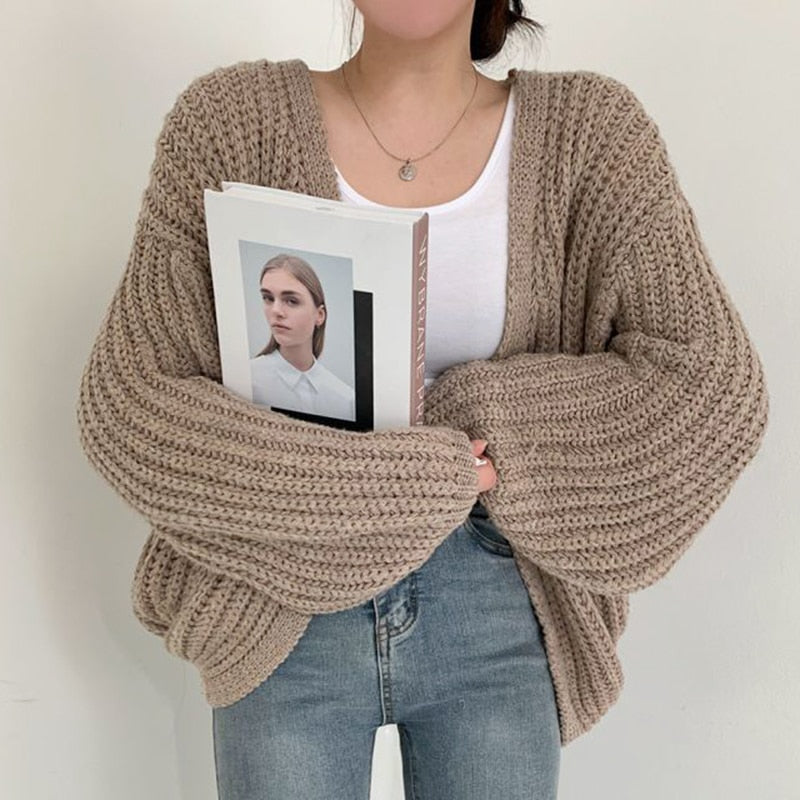 Cardigan oversize ouvert devant femme