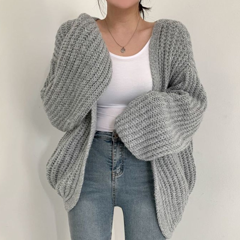 Cardigan oversize ouvert devant femme