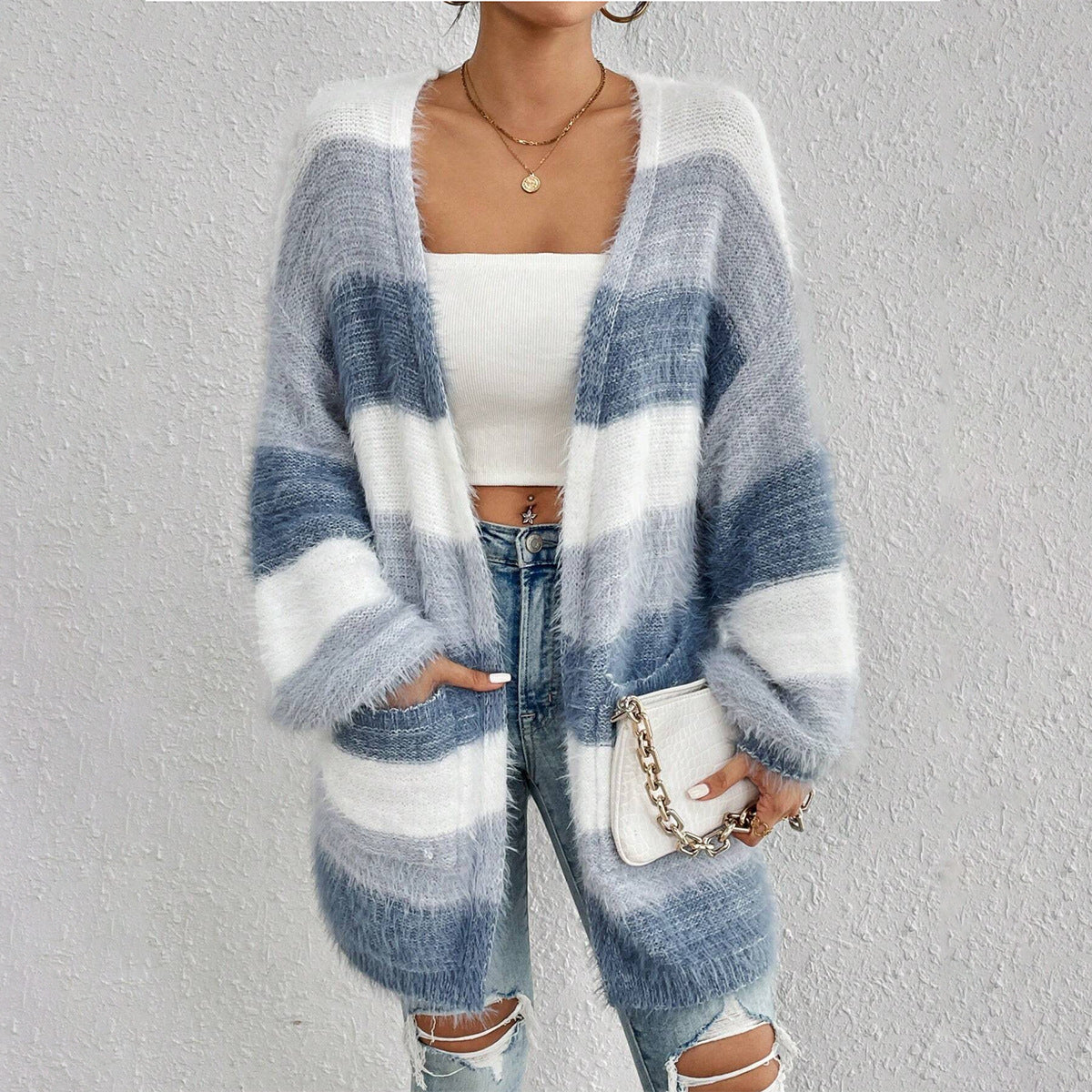 Cardigan oversize ouvert pour femme