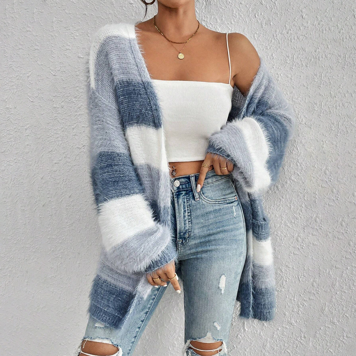 Cardigan oversize ouvert pour femme