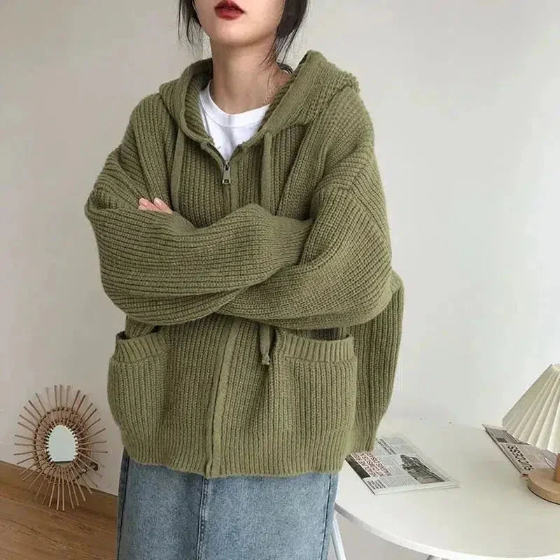 Cardigan zippé en maille pour femme