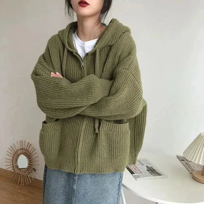 Cardigan zippé en maille pour femme