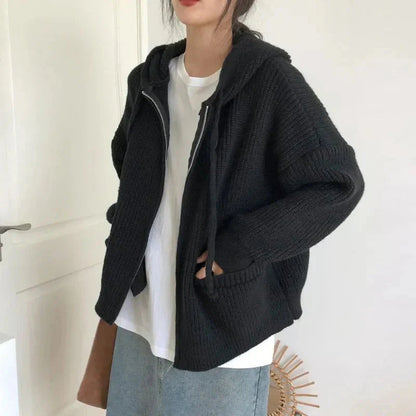 Cardigan zippé en maille pour femme