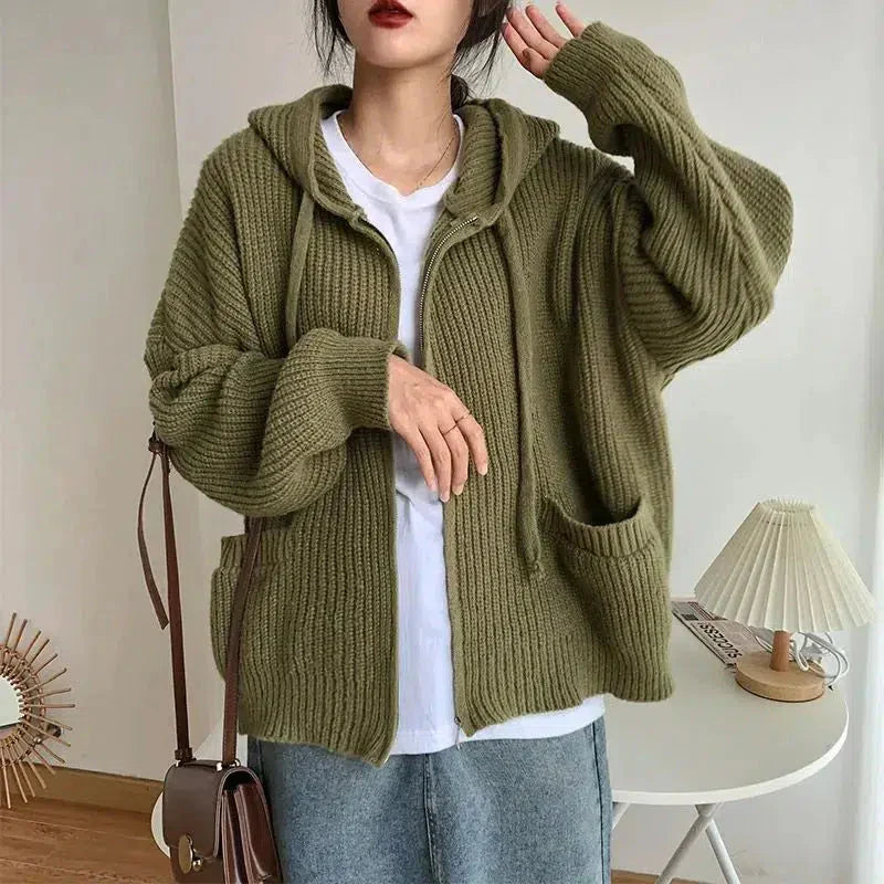Cardigan zippé en maille pour femme