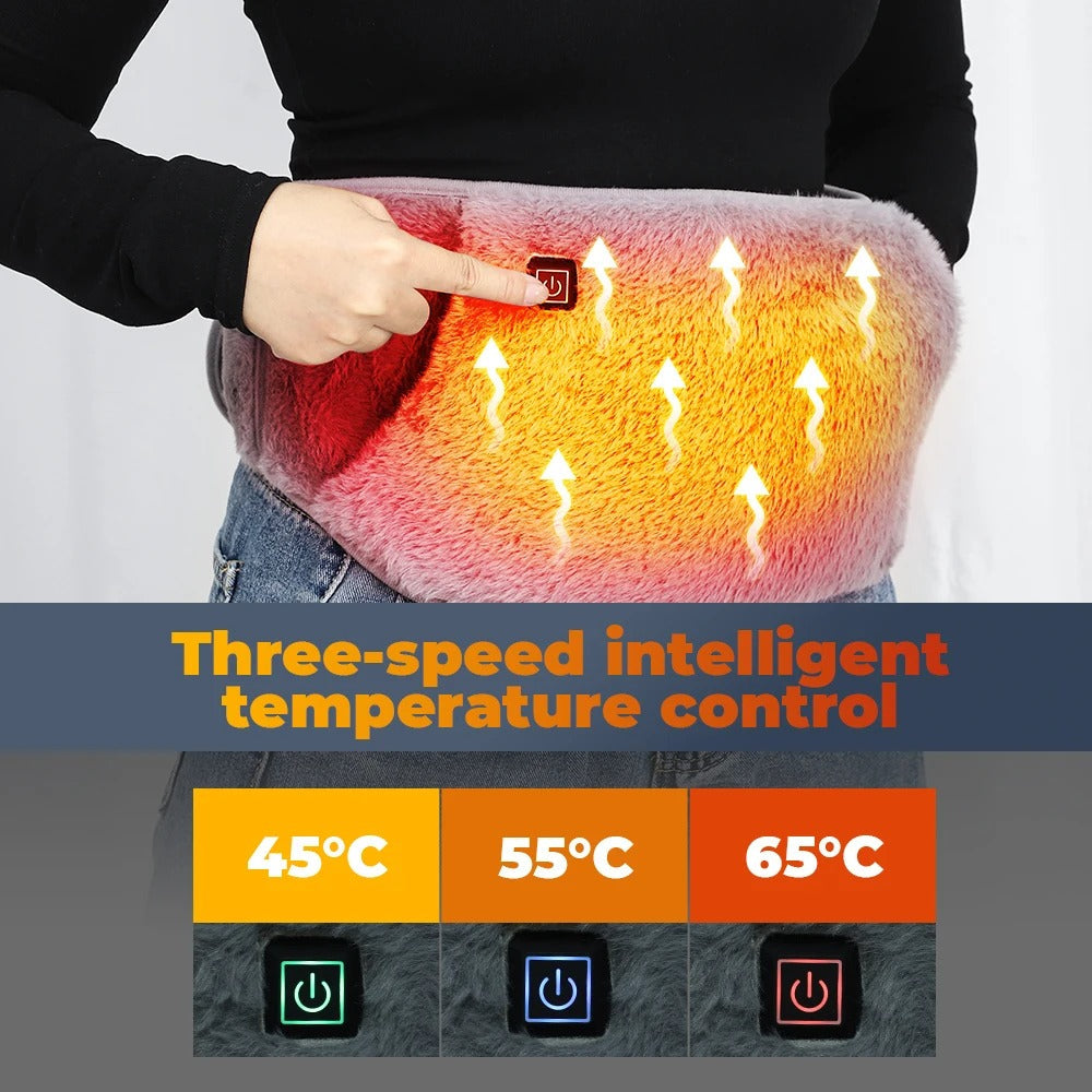 Ceinture chauffante électrique pour femme avec poche kangourou et trois niveaux de chaleur