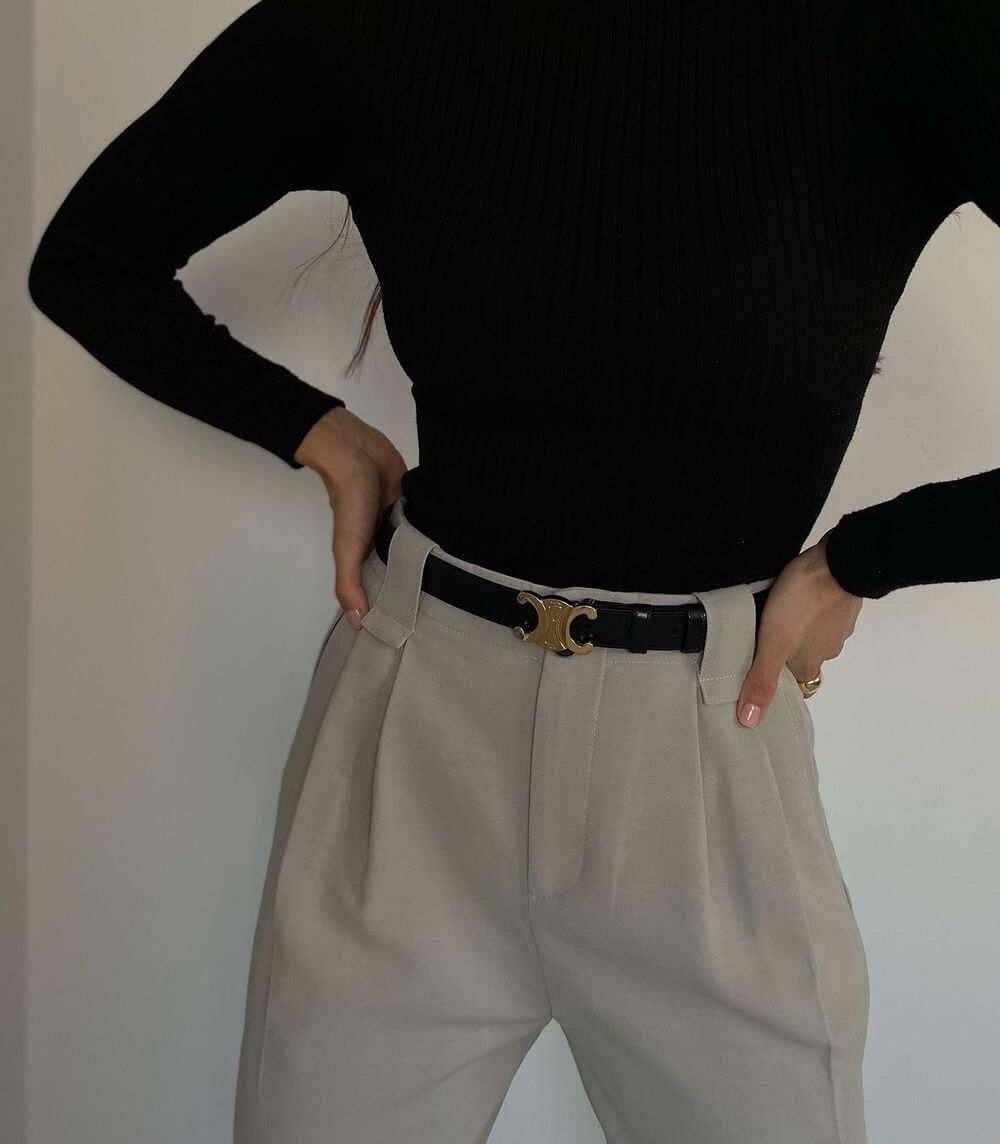 Ceinture femme à boucle dorée, style chic