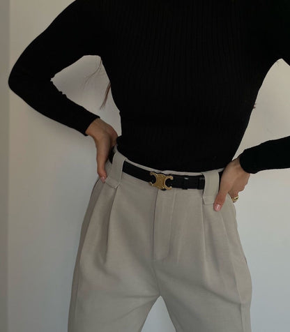 Ceinture femme à boucle dorée, style chic