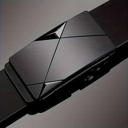 Ceinture homme en cuir véritable à boucle automatique – ceinture en cuir réglable classique