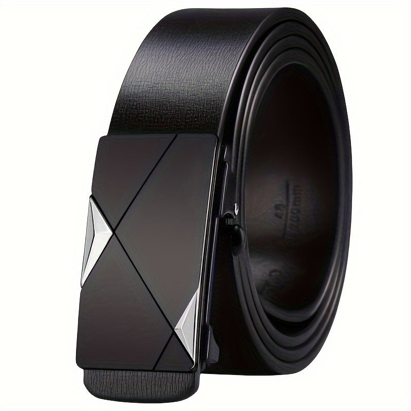 Ceinture homme en cuir véritable à boucle automatique – ceinture en cuir réglable classique