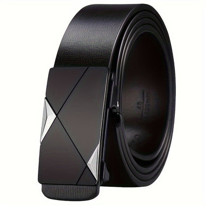Ceinture homme en cuir véritable à boucle automatique – ceinture en cuir réglable classique