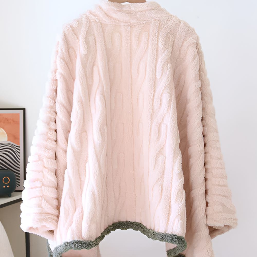 Châle enveloppant en polaire brodé et chaud