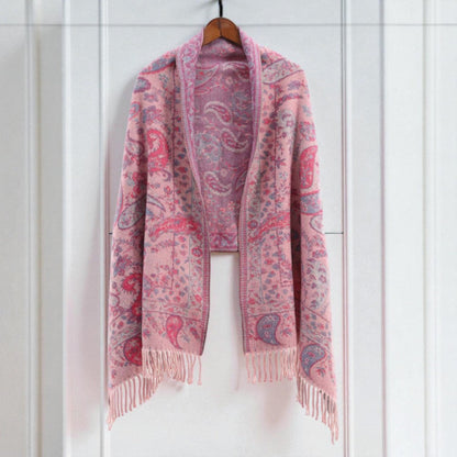 Châle poncho d’hiver à motif cachemire