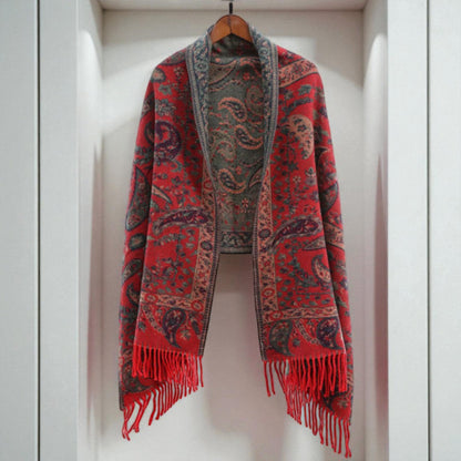 Châle poncho d’hiver à motif cachemire