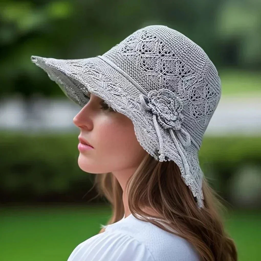 Chapeau de soleil à large bord pour femme avec détail au crochet